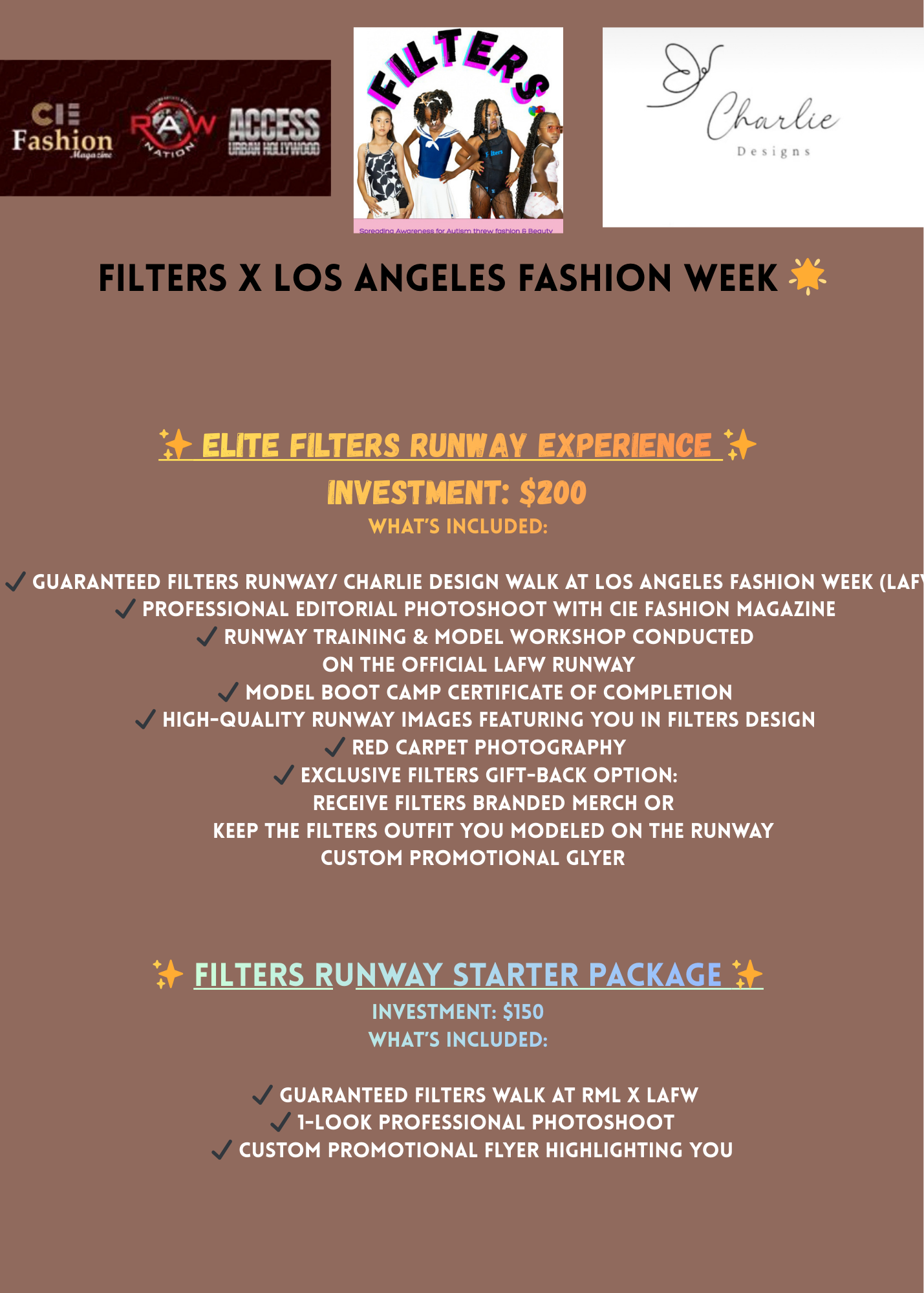 Early bird Elite Filters runway experience